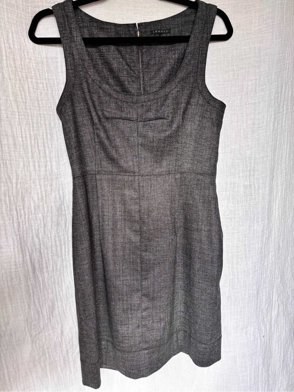 Theory Black Textured Sleeveless Midi Dress